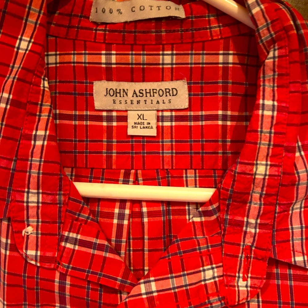 Red Plaid John Ashford Essentials button down